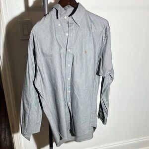 Men's Gray Polo Button-Down Shirt Medium